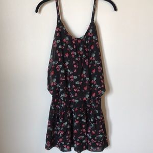 AE Black Floral Tank Dress with Cinched Waist